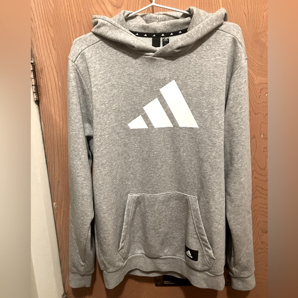 Adidas men’s small grey french terry hoodie, like new!